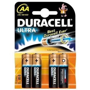 Duracell Ultra Batteries Size AA MN1500 LR6 1.5V Pack of 4
