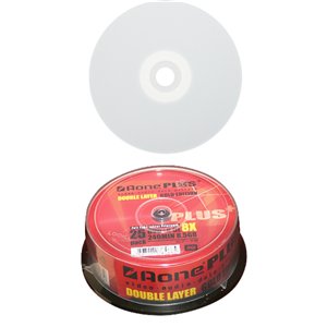 Aone White Inkjet Printable 8x DVD+R 8.5GB Dual Layer Recordable Blank DVDs Discs - 25 Pack