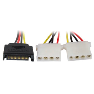 Sata Power Female to 2 Molex 4 Pin Power Male 0.2 Metre(002)